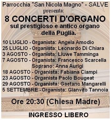 Concerto d'organo - 5 Settembre 2013 - Chiesa di San Nicola Magno - Salve