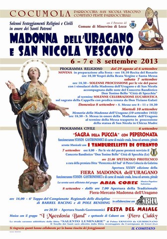 Madonna dell'Uragano e San Nicola Vescovo - September 6-8 2013 - Cocumola
