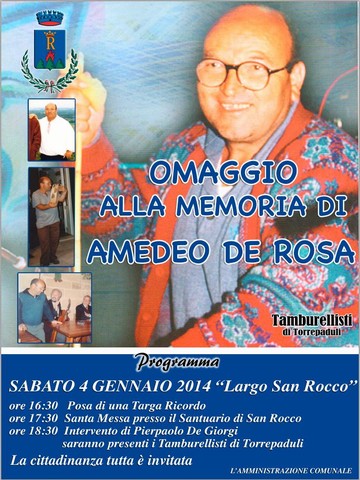 Tribute to Amedeo De Rosa - tamburine's musician - Torrepaduli
